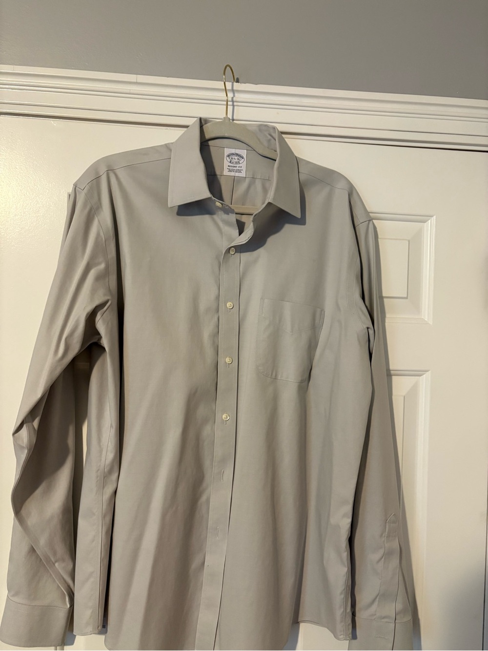 Men's Brooks Brothers “Regent” fit Light Gray Long-Sleeve Dress Shirt